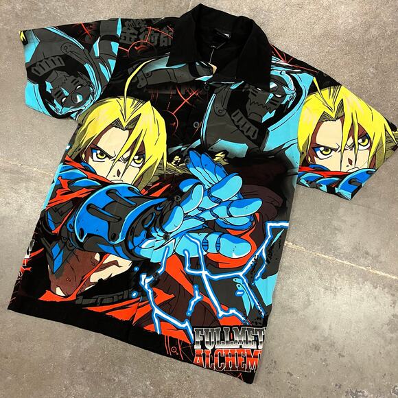 Vintage 2004 Full Metal Alchemist AOP Button Up Shirt Medium - Picture 2 of 7